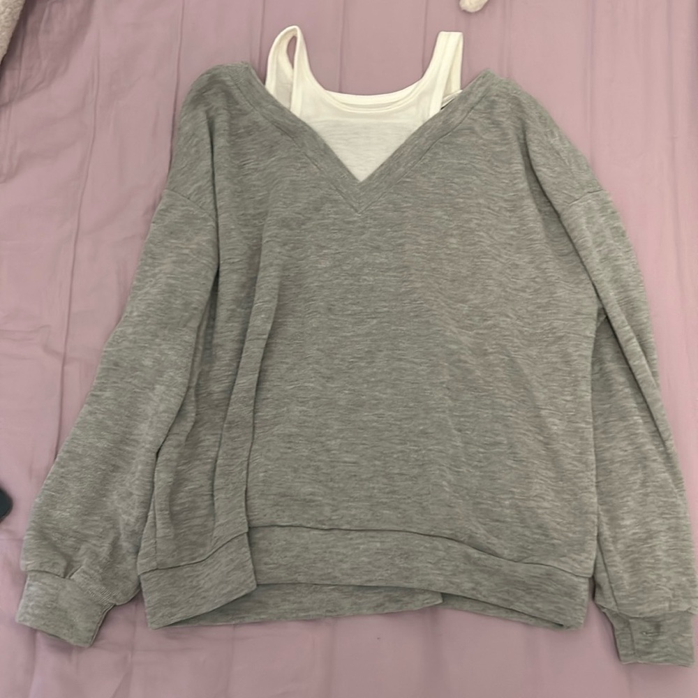 Grey mock tanktop sweater